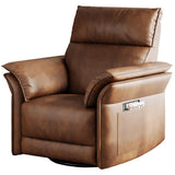 GarveeHome Power Recliner Chair, 270° Swivel Rocking Glider with USB Charging Port, PU Leather Upholstered Fabric and Double-Layer Armrests, Nursery Chair for Living Room, Nursery (Orange) GarveeHome