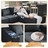 MJQFVM 132'' Oversized Cloud Couch, Upholstered Modular Sectional Sofa with 6 Pillows, Deep Seat Chenille Couches for Living Room, Free Combination, No Assembly Required (Black) MJQFVM