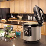 MegaChef 12 Quart Digital Pressure Cooker with 15 Preset Options and Glass Lid, Silver Megachef