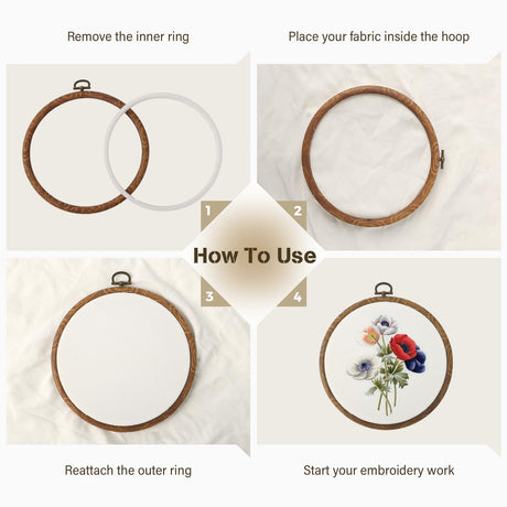 9 Pack Embroidery Hoop Frame, Large Imitated Wood Display Frame, Cross Stitch Hoop Ring for Art Craft Sewing Decorative Ornaments, Circle Oval Octagonal Shape Varku
