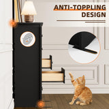 Flamaker Tall Dresser for Bedroom, 5 Drawer Dresser, Wood Dressers, Wide Chest of Drawer, Storage Drawers, Storage Organizer for Closet, Hallway (Black) Flamaker