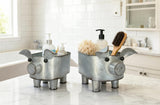 ShabbyDecor Galvanized Metal Pig Bowl Farmhouse Pig Storage Holder for Bathroom Kitchen Living Room Set of 2,Big and Small ShabbyDecor