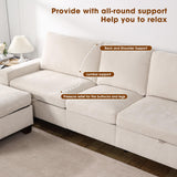 Couchus 112“ Convertible Storage Sectional Sofa,L Shaped Couch with Storage Ottoman,Multi-Functional Reversible Sofa with Huge Storage Space, Breathable Fabric (Beige) Couchus