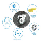 6 Inch Caster Wheels Set of 4 (2 Swivel w Brake,2 Swivel Without Brake) All Grey Metal Swivel Plate Caster Wheels Heavy Duty High-Gauge Steel for Workbench,Cart,Furniture uyoyous