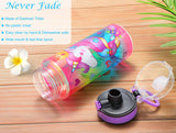 Cute Water Bottle for School Kids Girls, BPA FREE Tritan & Leak Proof & Easy Clean & Carry Handle, 23oz/ 680ml - Unicorn Home Tune