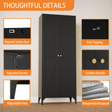 Howzone Tall Pantry Cabinet, 65" Kitchen Cupboard with Doors and Adjustable Shelves, Food Pantry Cabinets, Metal Hutch Cabinet with Storage for Kitchen, Living Room, Dining Room, Black Howzone