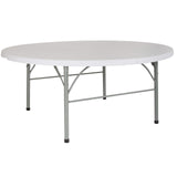 Flash Furniture Stonewall 6' Round Plastic Folding Event Table with Carrying Handle, Bi-Fold Portable Banquet Table for Indoor/Outdoor Events, White Flash Furniture
