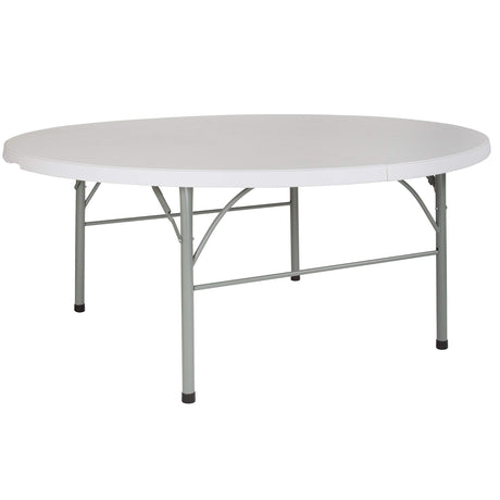 Flash Furniture Stonewall 6' Round Plastic Folding Event Table with Carrying Handle, Bi-Fold Portable Banquet Table for Indoor/Outdoor Events, White Flash Furniture