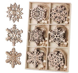 Binswloo 24pcs Wooden Snowflakes Ornaments, Unfinished Wood Cutouts Christmas Tree Hanging Ornaments for Crafts, Rustic Xmas Decorations Binswloo