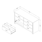 South Shore Fusion 6-Drawer Double Dresser Pure White, Contemporary South Shore