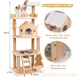 Elegaif Cat Tree, Wood Cat Tree Tower for Indoor Cats, 60.7" Modern Cat Tower with Sisal-Covered Scratching Posts and Top Perch，Cat Condo with Acrylic Hammock for Small Large Cats Elegaif