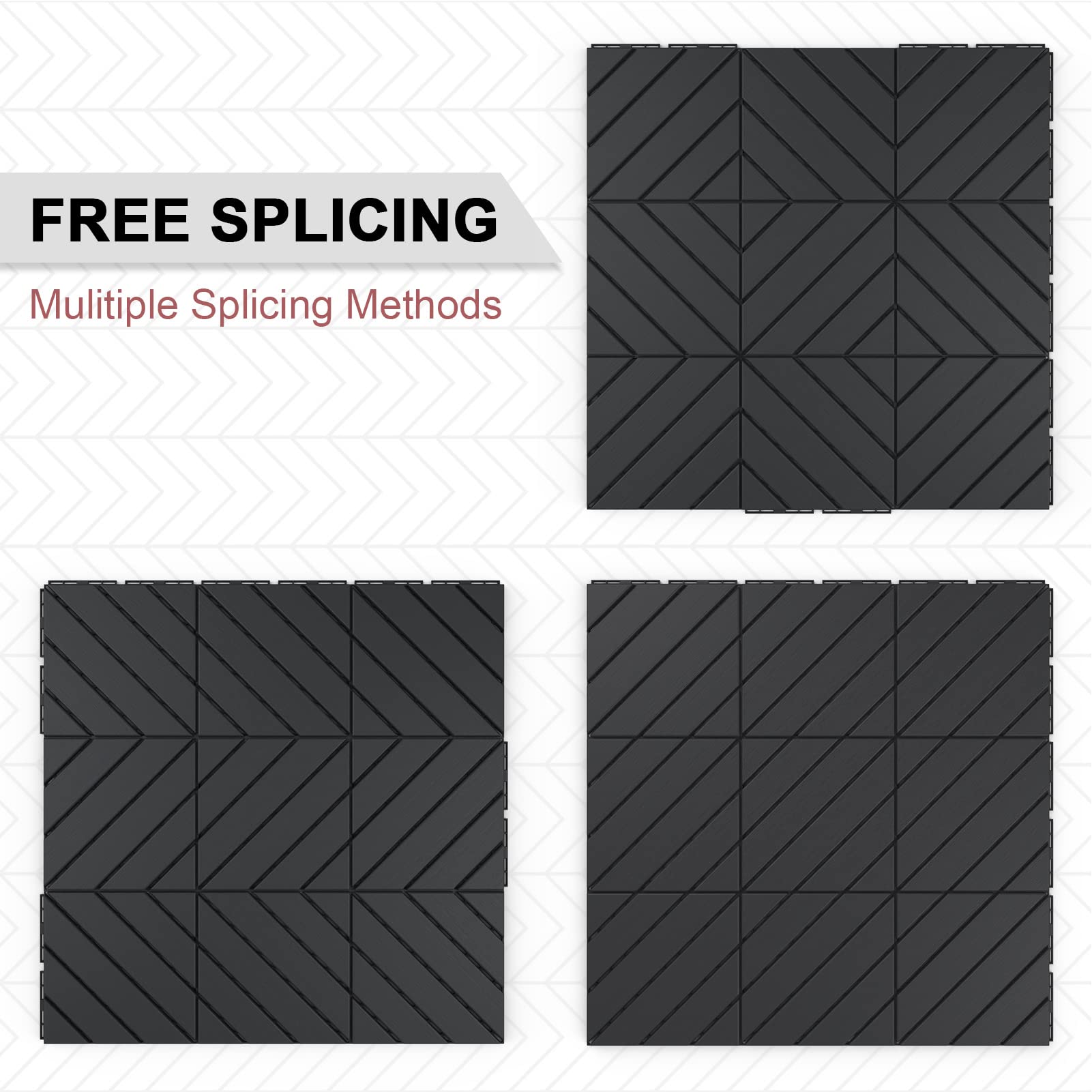 VANCASTLE Plastic Interlocking Deck Tiles, 11.8"x11.8"(Pack of 9), Patio Flooring Outdoor Waterproof All Weather Use for Garden Poolside Front/Back Yard, Dark Grey - WoodArtSupply