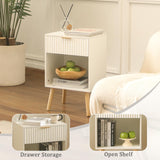 Fultyle White Nightstand with Charging Station, Mid Century Modern Bedside Table with Drawers and Outlet,Side Tables Living Room, Wooden Night Stand for Bedroom, Office (White) Fultyle