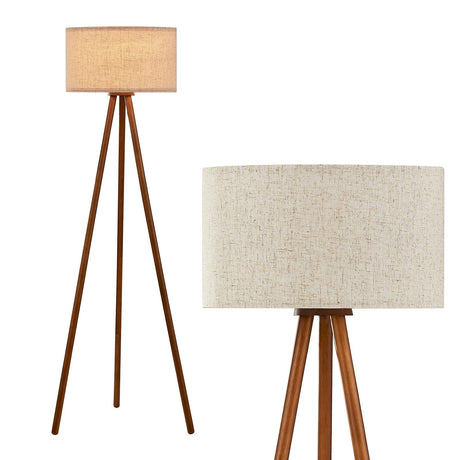 Baobab Tree Park Wood Tripod Floor Lamp for Bedroom, Farmhouse Wooden Floor lamp with 3 Color Temparature LED Bulb for Living Room, Office, Footswitch,ETL Listed/Brown Wood Color Baobab Tree Park