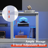 WLIVE LED TV Stand for 65-Inch TV, 58-Inch Entertainment Center with Adjustable Glass Shelves, Modern Media Console for Living Room & Bedroom, White WLIVE