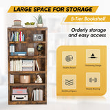 PayLessHere Modern Brown 5-Tier Bookshelf for Stylish Storage and Organisation PayLessHere