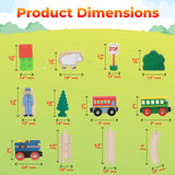 On Track USA Wooden Train Set 35 Piece All in One Wooden Toy Train Tracks Set with Magnetic Trains and Railway Accessories, Comes in A Clear On Track USA
