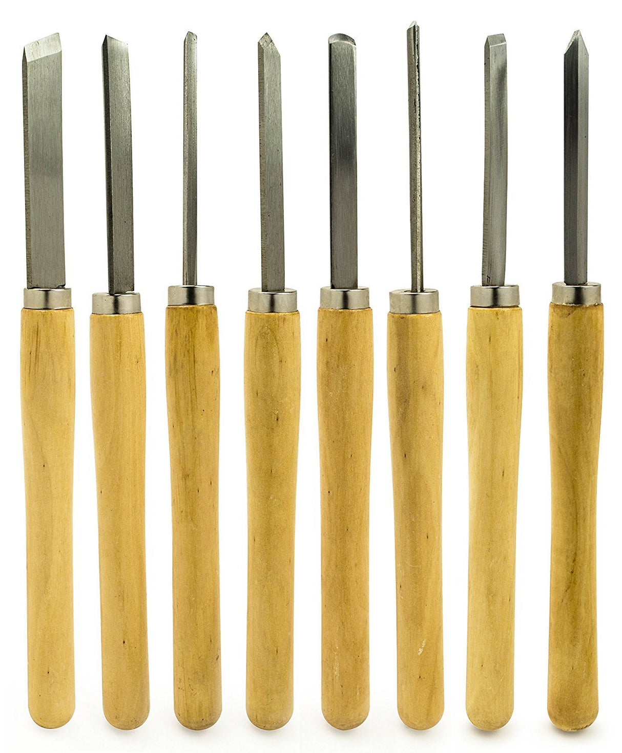 Bastex Professional Quality Wood Turning Chisel 8 pcs Set Included Lathes: 2 Skew 1 Spear Point 1 Parting 1 Round Nose & 3 Gouge Tools for Wood Working Professionals or Hobbyist. Starter Pack Kit Bastex