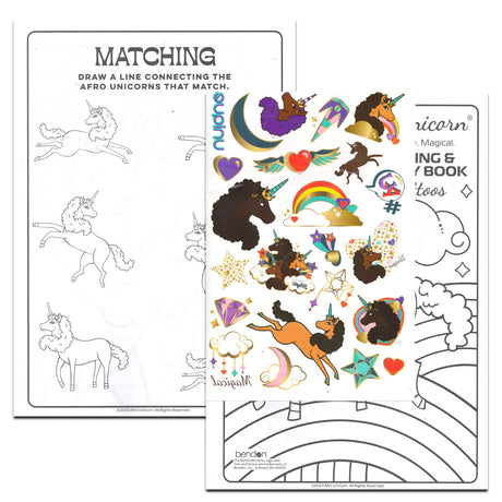 Afro Unicorn Activity and Coloring Book Bundle - Unicorn Coloring Set for Black Girls Includes Afro Unicorn Coloring Book and Play Pack with Tattoos, Stickers, More (Coloring Books for Black Kids) Game Party