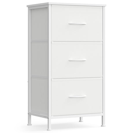 SONGMICS Dresser for Bedroom, Chest of Drawers, Steel, MDF, 3 Non-Woven Fabric Drawers, Storage Organizer Unit, Closet, Entryway, Cloud White and Snow White ULGS313W01S SONGMICS