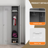 Topass Metal Lockers for Employees with Keys, 71" Tall Steel Storage Cabinet with Lockable Door, Metal Storage Locker for School Office Gym (1-Door, Grey) Topass