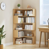 IOTXY 6-Tier L-Shaped Corner Bookshelf - 66" Tall Wooden Freestanding Bookcase with Open Shelf Units, Oak IOTXY