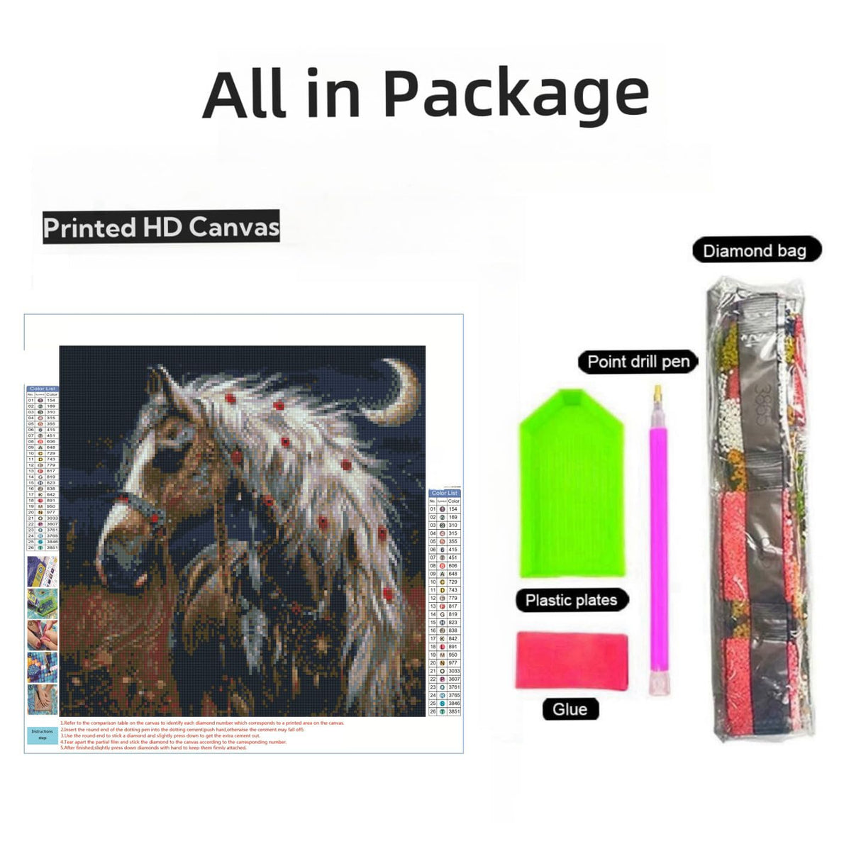 American Native Indian War Horse Moon 5D Diamond Art Painting by Number Kits for Adults DIY Paint with Full Drill Round Diamond Gems Painting Art Craft for Home Wall Decor 13.8x13.8in Generic