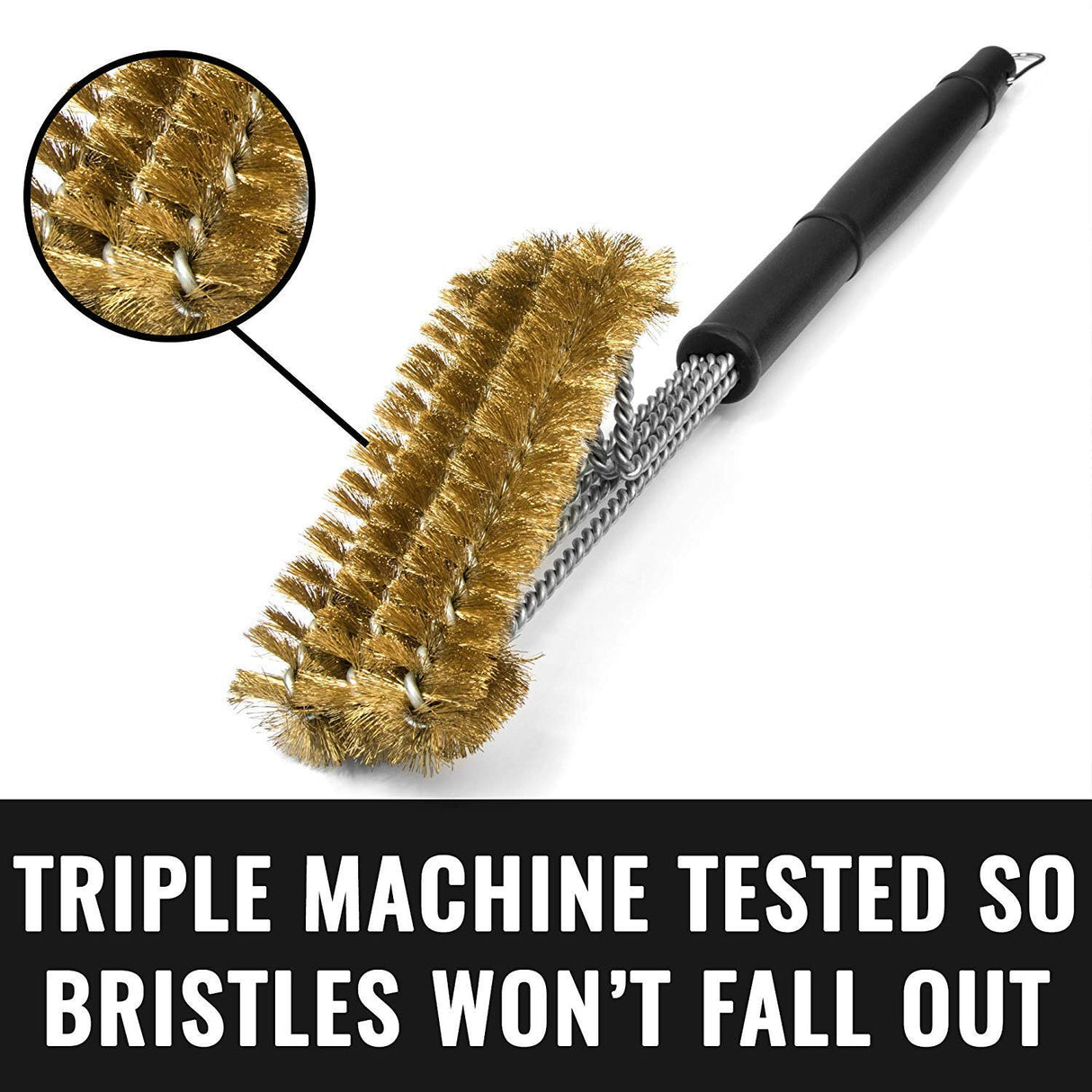 Grillaholics Essentials Brass Grill Brush - Softer Brass Bristle Wire Grill Brush for Safely Cleaning Porcelain and Ceramic Grates - Lifetime Manufacturer's Warranty Grillaholics
