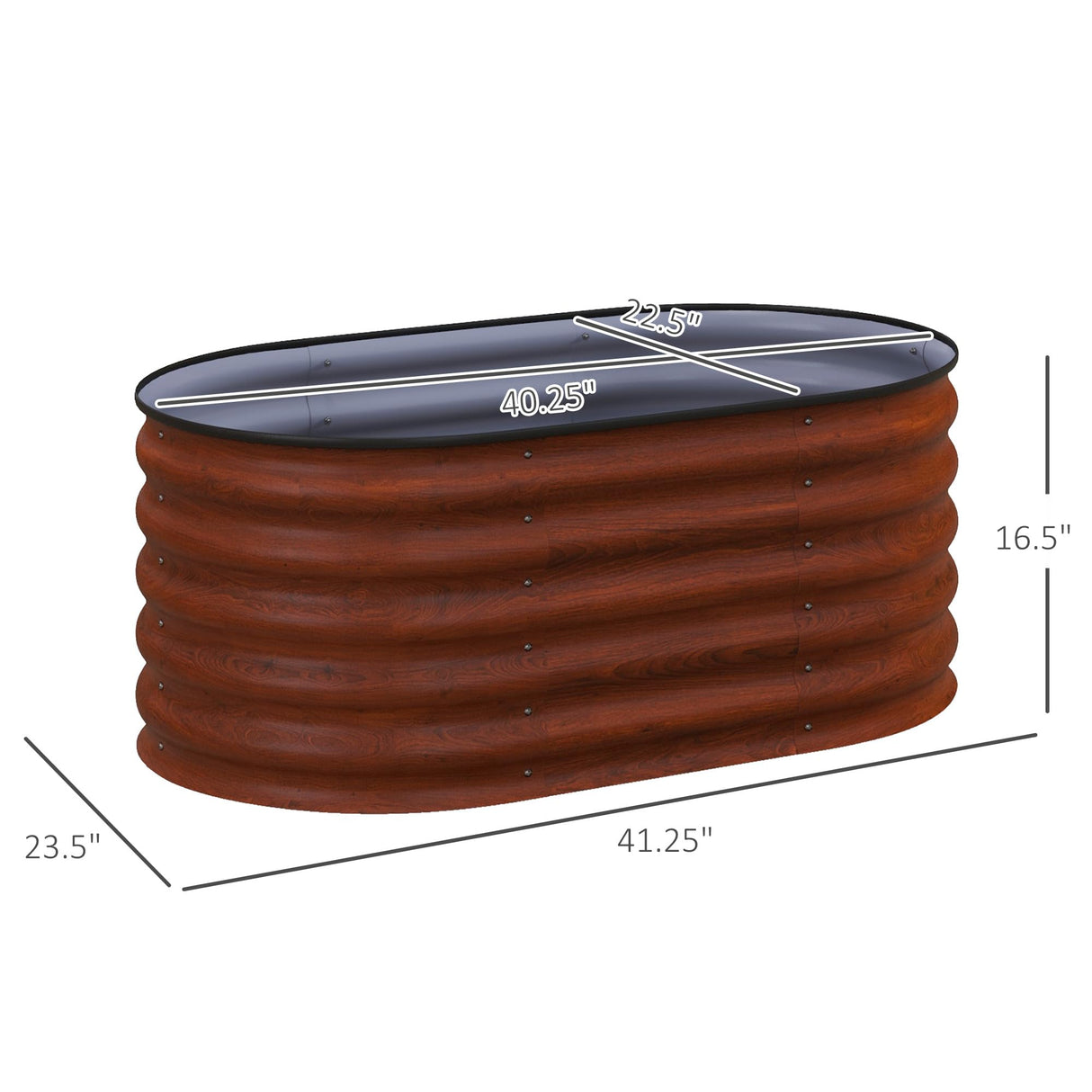 Outsunny 3.5' x 2' x 1.4' Galvanized Raised Garden Bed Kit, Outdoor Metal Elevated Planter Box with Safety Edging, Easy DIY Stock Tank for Growing Flowers, Herbs & Vegetables, Brown Outsunny