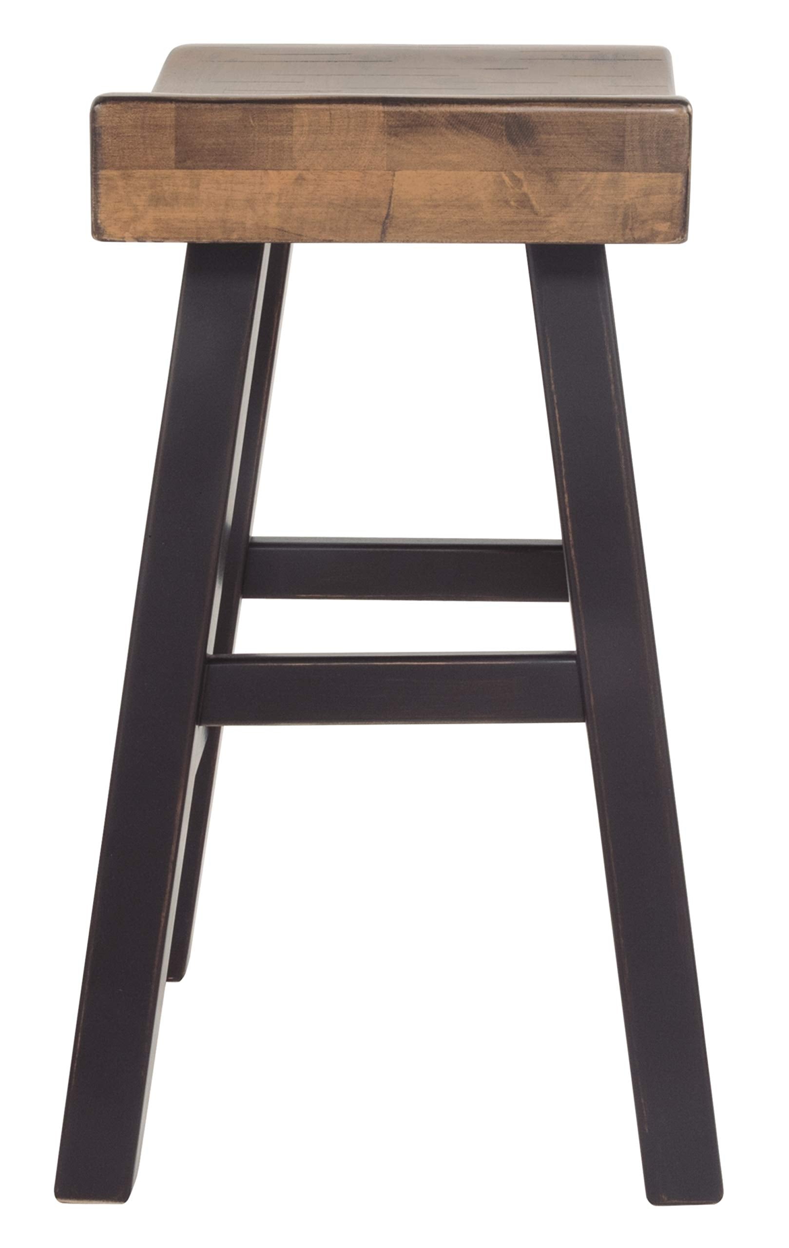 Signature Design by Ashley Glosco Farmhouse 25.5" Counter Height Saddle Barstool, Set of 2, Two-Tone Brown - WoodArtSupply