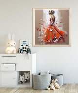 Diymood DIY 5D Diamond Painting Kits for Adults Woman - Diamond Art Kits for Adults Red Dress Dancer | Full Drill Round | Crystal Mosaic Picture | Beginner | Home Wall Decor | 16x16 Inch Diymood