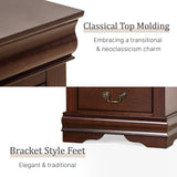 Furniture of America Arabella Traditional Solid Wood Nightstands Set of 2, Bedside Table with Drawers and Antique Nickle Handles, No Assembly Wooden Night Stands for Bedrooms, Guest Room, Dorm, Cherry Furniture of America