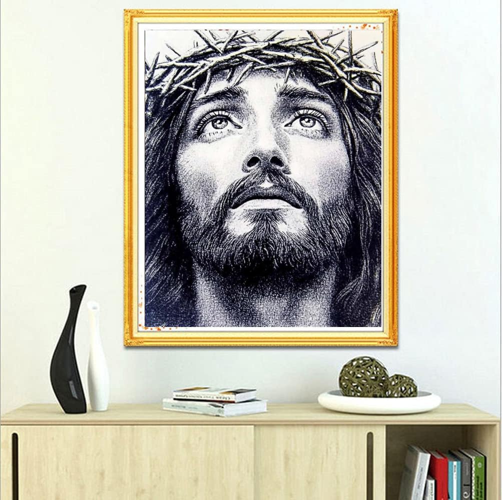 pigpigboss Jesus Diamond Painting by Numbers, 5D Full Diamond Art Painting Kits, Religious Jesus Diamond Painting Dots Arts Crafts for Adult Beginner Holiday Blessing (11.8 x 15.7 inches) pigpigboss