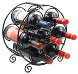PAG 7 Bottles Freestanding Countertop Wine Rack, Metal Small Table Top Wine Rack, Drink Organizer Bottle Holder, Kitchen Organizers and Storage, Black PAG