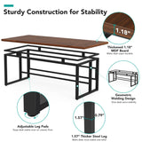 Tribesigns 63" Executive Desk with Bottom Hidden Shelf, Large Computer Desk Office Desk with Thickened Board and Frame, Workstation Writing Table for Home Office, Rustic Brown & Black Tribesigns