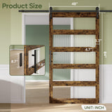Bestier 48in x 84in Farmhouse Glass Barn Door with 8ft Hardware Kit & Handles, MDF Barn Door Covered with Water-Proof & Scratch-Resistant PVC Surface, Easy Assembly, 5-Panel, Rustic Brown Bestier