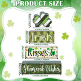 Huquary 4 Pcs Farmhouse St. Patrick's Day Table Sign Irish Table Wood Decorations Shamrock Clover Blocks Lucky Print St. Patrick's Day Tiered Tray Decor for Party Home Desk Huquary