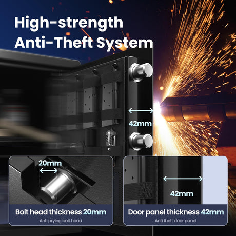 Grimtron Gun Safe for Multiple Pistols (1.71 cu. ft.) - Biometric Quick Access Handgun Safe 【Gun Rack & Gun Organizer】Home Pistol Safe Box, Fingerprint Gun Safe Storage with Backlit Keypad Grimtron
