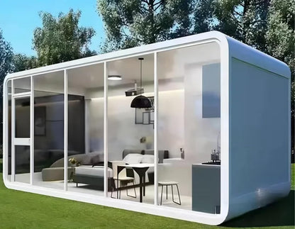 Generic Prefab Modern Tiny House 20ft and 40ft Modular Cabin House, Tiny Home, B&B, Office, Kiosk, Pool House, bar, Outdoor Living (40X8X8 FT (Shell)), white, modpod2030