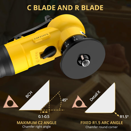 AMTOVL Air Chamfer Tool, Mini Pneumatic Chamfering Machine, 30000 RPM Pneumatic Chamfering Tool, 45 Degree Air Beveling Machine with 1/4 Inch Air Inlet for Metal, Wood, Acrylic Deburring and Trimming AMTOVL