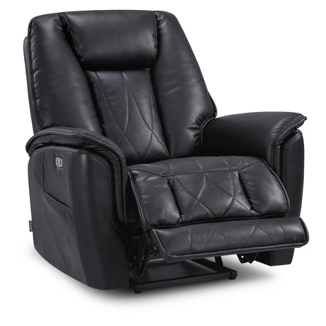 MCombo Triple Motors Lay Flat Recliner for Adults, Oversized Leather Recliner Chair with Power Headrest, Infinite Position, USB & Type-C Charging Ports HTS526 (Black) MCombo