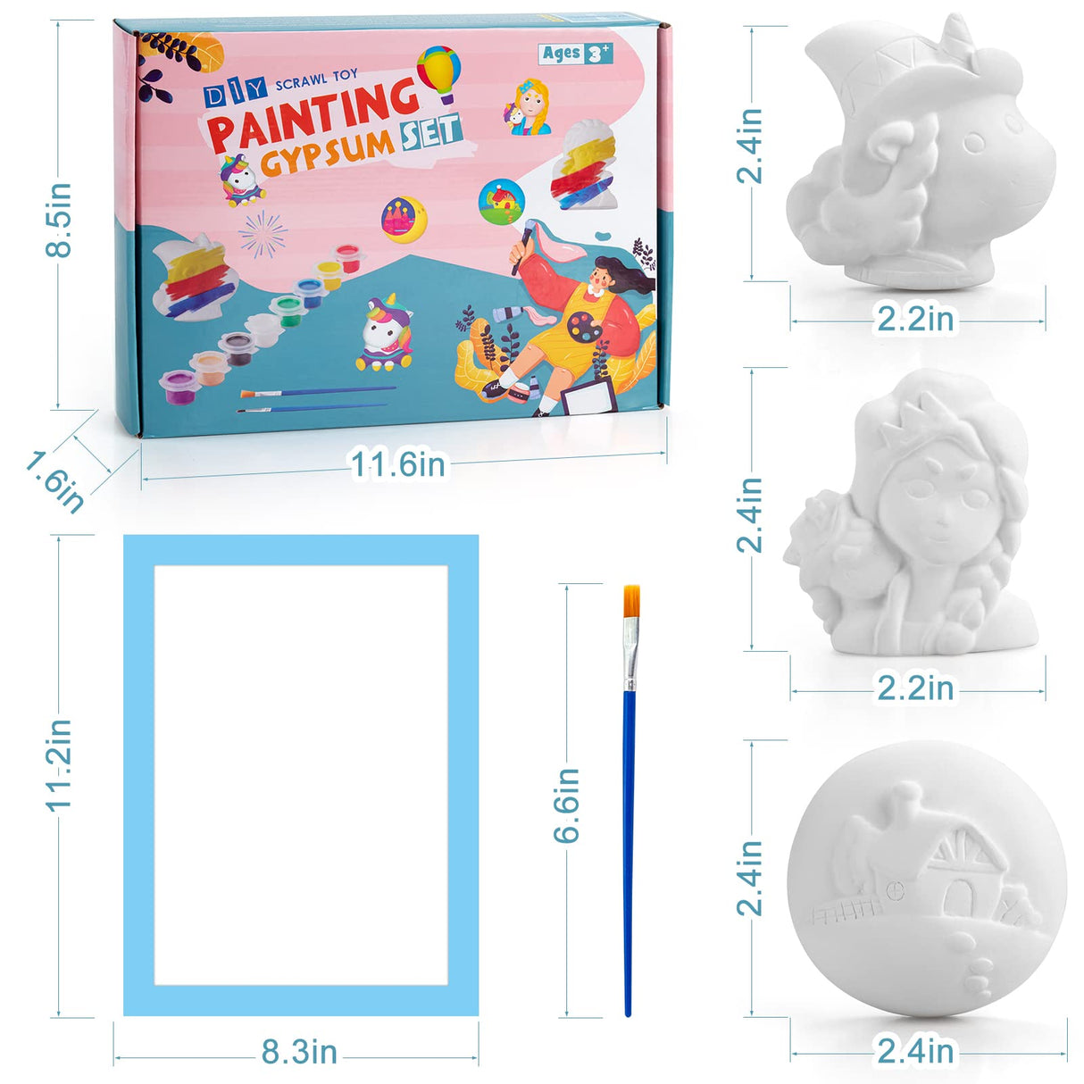 KODATEK 62 Pieces Unicorn Painting Kit, Arts and Crafts for Kids, Girls Toys DIY Creative Activity, 8 Unicorn Figurines, Easter Birthday Gift for 4-8 Years Old Girls Kids KODATEK