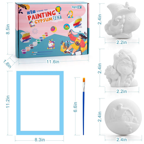 KODATEK 62 Pieces Unicorn Painting Kit, Arts and Crafts for Kids, Girls Toys DIY Creative Activity, 8 Unicorn Figurines, Easter Birthday Gift for 4-8 Years Old Girls Kids KODATEK