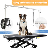 UDSONFY Electric Pet Dog Grooming Table, 50" Heavy Duty Grooming Table Professional Double X-Lift for Large Dogs Adjustable Height: 12"-45.8" Non-slip, AC Outlets, Storage Tray, 2 Nooses, Black UDSONFY
