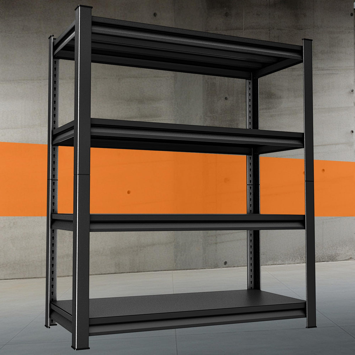Huhaneon Heavy Duty Garage Shelves - 48''W 2,200Lbs Metal Adjustable Storage Shelving Rack Units for Warehouse Kitchen Pantry Basement 4 Tier Black 47.2" W x 15.7" D x 63" H Huhaneon