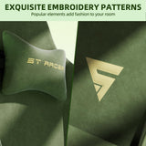 Ferghana Velvet Fabric Ergonomic Gaming Chair with Footrest and Massage, High Back Reclining Computer Gamer Chair for Adult, Racing Style PC Video Game Chair Suitable for Home Office (Green) Ferghana