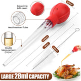 OLESBUR Premium Turkey Basters for Cooking – Baster Syringe for Hot Liquids – Meat and Food Injector – Essential Thanksgiving Cooking Tool – Turkey Baster Large with Cleaning Brush (Red) OLESBUR