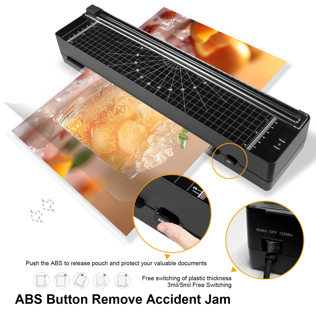 Office Laminator Machine for Professional Presentations & Home Use, 13-inch Wide Thermal Hot Laminating, Jam-Proof Design with Auto-Feed, Durable for ID Cards & Document Protection-A3-399 Queceuy