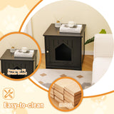Tangkula Litter Box Enclosure, Cat Litter Box Furniture Hidden, Nightstand Pet House with Magnetic Door, Indoor Cat Washroom for Kitty (Black) Tangkula