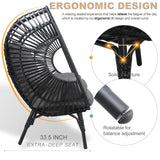 CHINNLUU Outdoor Egg Chair Wicker Oversized Egg Basket Chair with Stand Lounger Chairs with Cushion 500lbs Capacity for Patio Garden Backyard Balcony CHINNLUU